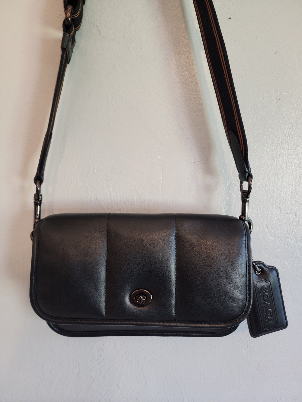 COACH Dinky 23 Quilted Crossbody Bag In Black Leather C6616, Limited Edition